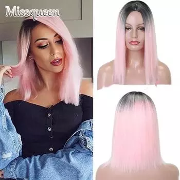 Модные короткие прямые волосы Ombre Розовый парик Боб для женщин wig&cap светлый