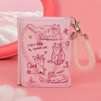 модные кошельки с рисунком кота для женщин, граффити, новый эстетический короткий милый кошелек, оригинальный модный кожаный дизайнерский женский кошелек для карт