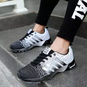 модные кроссовки для бега мужские кроссовки дышащие кроссовки Zapatillas Hombre для пар фитнес-кроссовки женские тренажеры для занятий спортом на открытом воздухе обувь для мужчин 41 черный белый