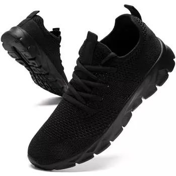 модные кроссовки Fujeak Casual Breathable Mesh Running Shoes, модные классические дизайнерские туфли для мужчин, нескользящие, легкие кроссовки, большие размеры 36-49, унисекс 40 чёрный