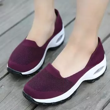 модные кроссовки женские кроссовки на платформе дышащая сетка туфли без застежек легкие женские спортивные туфли подушка zapatillas mujer 35 чёрный