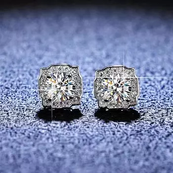Модные квадратные серьги-гвоздики из настоящего муассанита 0,5 карата D, цвет Vvs1, чистое серебро 925 пробы для женщин, свадебные ювелирные украшения Ea023