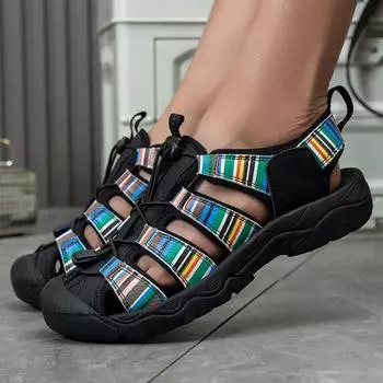 Модные летние походные туфли для отдыха на открытом воздухе, нескользящие сандалии для мужчин и женщин, дышащие сандалии для пляжа и кемпинга, скалолазания, аква-кроссовки 36