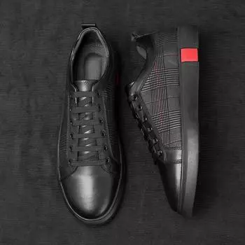 Модные люксовые брендовые кроссовки High End Stripes Outdoor Walking Sneakers итальянские мужские туфли из натуральной кожи новые дизайнерские повседневные туфли на шнуровке 36 чёрный