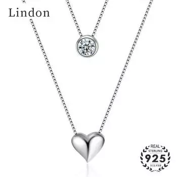 Модные медные ювелирные подвески Lindon в форме сердца, двойное ожерелье для женщин, подвеска с драгоценным камнем и цирконом, подарок для свадебной вечеринки