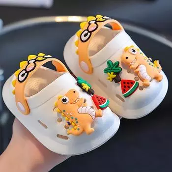 Модные милые мультяшные сабо для мальчиков и девочек, дышащие нескользящие сабо для крытого открытого пляжа и бассейна 16-17 белый