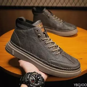 Модные мужские ботинки Зимние высокие кожаные туфли Модные хлопковые туфли Модные ботильоны Деловая повседневная обувь для отдыха на природе Мужские кроссовки 42 коричневый