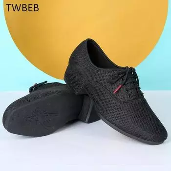 Модные мужские стандартные танцевальные туфли бальные туфли дышащая сетка низкий каблук тренировочные соревнования мужские современные танцы танцевальная спортивная обувь 38