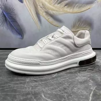 Модные мужские туфли на платформе Breathe Spring Small Leather Shoes, новые модные тенденции, универсальные, японские, корейские, деловые, повседневные, мужские кроссовки 39 чёрный