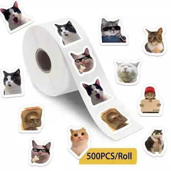Модные наклейки с мультяшными кошками, забавные милые наклейки с кошками, наклейки-герметики для девочек Cat