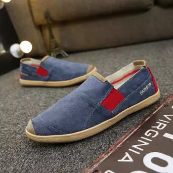 Модные новые дышащие и удобные One Step Fashion мужские парусиновые нескользящие легкие туфли для вождения 39 синий