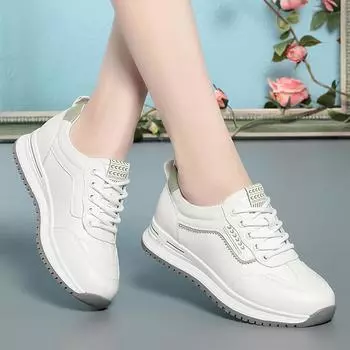 Модные новые весенние модные универсальные нескользящие женские удобные дышащие кроссовки для мам из мягкой кожи с мягкой подошвой повседневные туфли 35