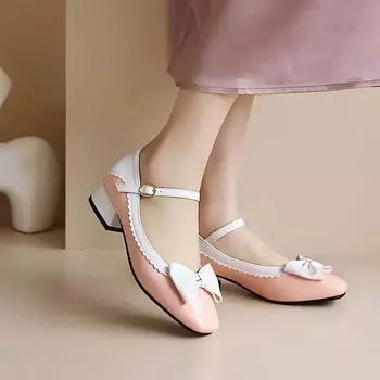 Модные новые желтые синие туфли для девочек с бантом, женские туфли в стиле Лолита, разноцветные туфли Мэри Джейн на низком каблуке, балетки 32 33 Zapatillas Mujer 34 жёлтый