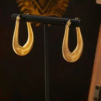 Модные новые золотые U-образные полые серьги темперамент модные титановые стальные позолоченные серьги 18K золотые женские