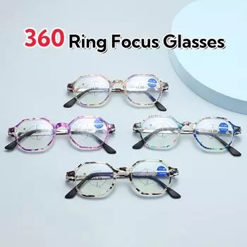 Модные очки Beck Paper Presbyopia с 360-градусным кольцом Focal Metal Pentagonal очки для чтения, блокирующие синий свет, защитные очки для глаз +1.0 золотой