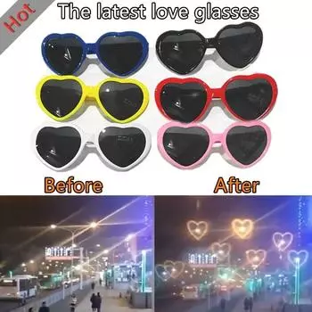 Модные очки со спецэффектами Очки в форме сердца Очки Love Lights Унисекс Очки Солнцезащитные очки Новые подарки чёрный