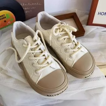 Модные повседневные женские парусиновые туфли на платформе Niche Original Sports Shoes Новые универсальные классические прогулочные женские вулканизированные туфли 35 бежевый