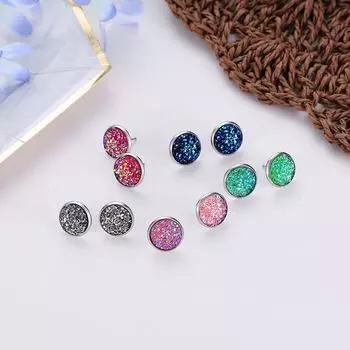 Модные простые круглые серьги в стиле Харадзюку Frosted Dream Starry из нержавеющей стали ADM белый