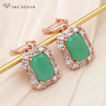 Модные прямоугольные серьги-капли с кристаллами для женщин, свадебные серьги розового золота с кубическим цирконием, ювелирные изделия в подарок