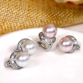 Модные серьги Цао Ши с цирконием и жемчугом для женщин E937 White Gold белый