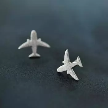 Модные серьги-гвоздики в форме самолета серебряного цвета для женщин, предотвращающие аллергию, ювелирные изделия Brincos