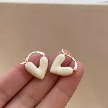 Модные серьги-гвоздики в форме сердца для женщин, корейские элегантные легкие роскошные серьги-подвески с любовью, модные простые ювелирные украшения в виде капель, подарок для девочек слоновая кость