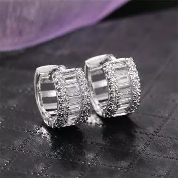 Модные серьги-кольца из стерлингового серебра 925 пробы для женщин, сверкающие кубические цирконии класса ААА, модные женские ювелирные аксессуары