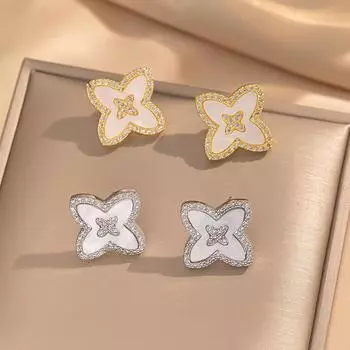 Модные серьги Lucky Clover Premium Sense из натуральной ракушки, роскошные серьги Hundred Wind, женские антиаллергенные серьги
