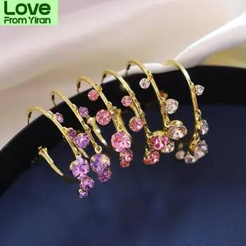 Модные серьги в форме буквы C с кристаллами для женщин, новые ювелирные изделия, корейские круглые подвески оптом белый