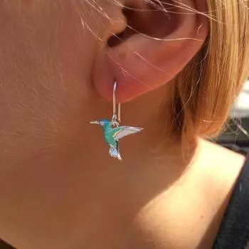 Модные серьги, винтажные серьги с синей птицей, женские модные висячие серьги с животными и птицами, ювелирные изделия для женщин и девочек LM