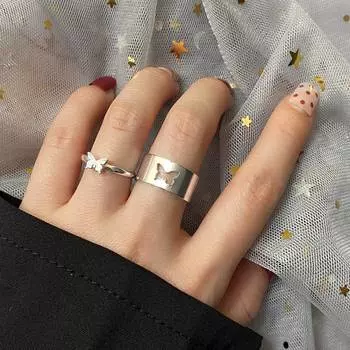 Модные серебряные кольца-бабочки для женщин и мужчин, комплект колец для влюбленных пар, обручальные кольца, модные украшения на день святого Валентина