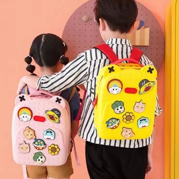 Модные школьные сумки DIY с героями мультфильмов для детей, мальчиков, водонепроницаемые детские школьные рюкзаки для девочек, детский сад, кавайная сумка для книг, подарок розовый