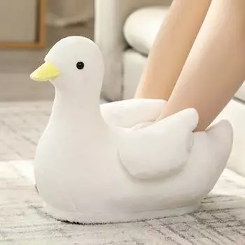 Модные тапочки из хлопка Big White Goose для женщин 2024 года, зимние, милые, плюшевые, для дома, теплая, хлопковая обувь, удобная, нескользящая, повседневная обувь 38-42 Uniform size белый