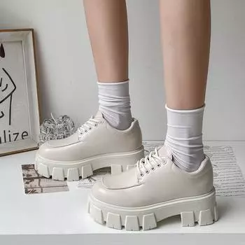 модные туфли на платформе для женщин Оксфорд японская школьная форма Jk студенческая обувь для девочек и девочек Kawaii Lolita Sister Round Toe туфли на низком каблуке 35