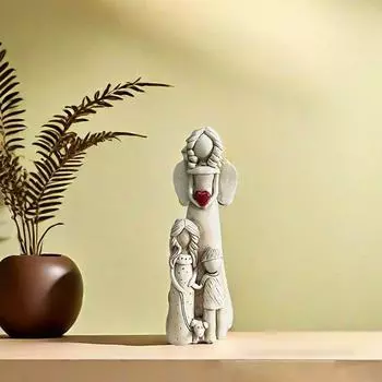 Модные уникальные семейные фигурки ангелов, ручная работа, мультяшные ангелы, статуэтка из смолы, милая садовая статуэтка для сада родителей и детей