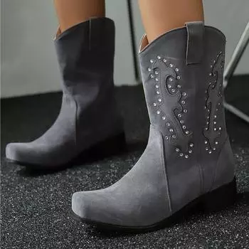 Модные винтажные женские ботильоны Faxu Suede Yellow Grey Black Short Boot Casual Crystal Footwear Winter Shoes Lady Big Size 45 Casual 34 чёрный