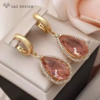 Модные висячие серьги с каплями воды, шампанского и кубическим цирконием для женщин и девочек, ювелирные изделия для свадебной вечеринки, элегантный подарок