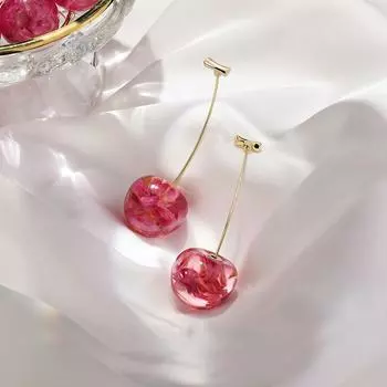 Модные женские акриловые серьги, длинные серьги-капли с геометрическим узором в виде вишни