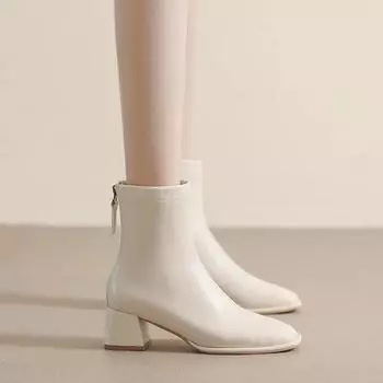 Модные женские ботильоны, белые кожаные женские короткие туфли, рабочие меховые ботинки, удобные и элегантные, высокое качество, распродажа, тренд 2024 года 34