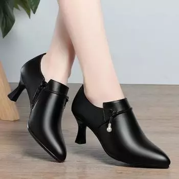 Модные женские ботильоны Botas Femininas, модные высококачественные коричневые ботильоны на шпильке, женские повседневные черные лакированные туфли на осень 35