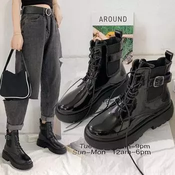 Модные женские ботинки Botas, ботильоны на танкетке, женские на шнуровке, на платформе, осенние черные кожаные туфли-оксфорды для женщин 2024 года, Botas Mujer 35