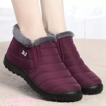 модные женские ботинки Slip On зимняя обувь для женщин водонепроницаемые ботильоны зимние ботинки женские снег 2024 черные ботинки Femininas 37 чёрный