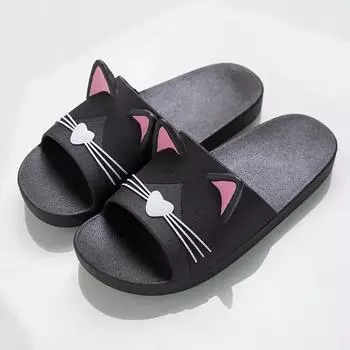 МОДНЫЕ женские летние тапочки, пляжные шлепанцы, шлепанцы с рисунком кота, мягкие удобные мужские пары, женская повседневная обувь на плоской подошве 40-41