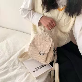 Модные женские мини-рюкзаки, однотонные вельветовые маленькие рюкзаки, простые повседневные студенческие сумки для книг, дорожные рюкзаки