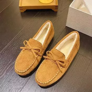Модные женские мокасины Bow Winter Flats Нескользящие туфли на плоской подошве Женские теплые мокасины Slip-on Comfort Cotton Shoes Zapatos De Mujer 35 красный