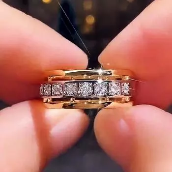 Модные женские обручальные кольца с двухцветным дизайном, модный дизайн, аксессуары для церемонии помолвки, обещание, ювелирный подарок 6