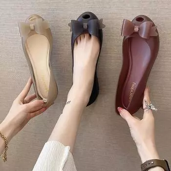 Модные женские сандалии с пластиковыми башмаками Peep Toe, симпатичные сандалии Jelly, женские летние туфли 2024 года на резиновой подошве с бабочкой 36 красный