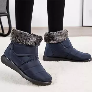Модные женские сапоги, меховые теплые ботильоны для снега, водонепроницаемые ботинки Botas Mujer 2024, зимние сапоги, трендовые женские зимние ботинки Bottines, женская зимняя обувь для женщин 39 синий