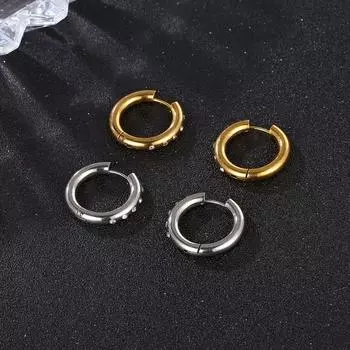 Модные женские серьги-гвоздики из нержавеющей стали с круглой пряжкой и липким бриллиантом 18 карат, изящные маленькие серьги из титановой стали