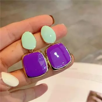Модные женские серьги из серебра 925 пробы с иглами, двухцветные эмалированные серьги с каплевидной глазурью, геометрические темпераментные изысканные роскошные трендовые ювелирные изделия бронзовый